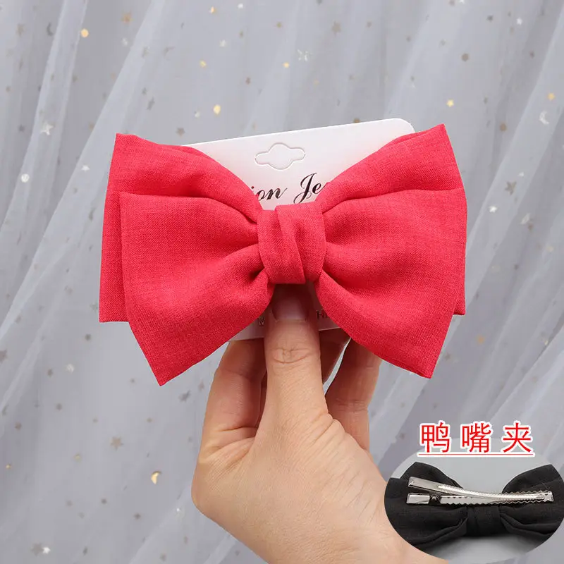 Japanese Korean Style Black Bow Hairpin with Spring Clip