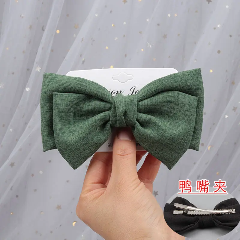 Japanese Korean Style Black Bow Hairpin with Spring Clip