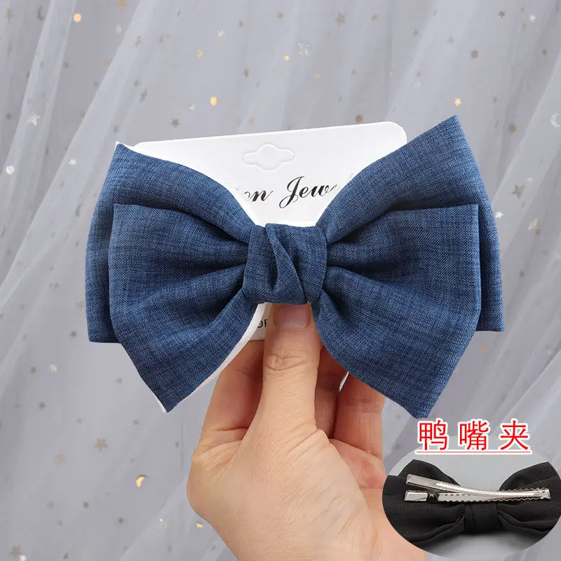 Japanese Korean Style Black Bow Hairpin with Spring Clip