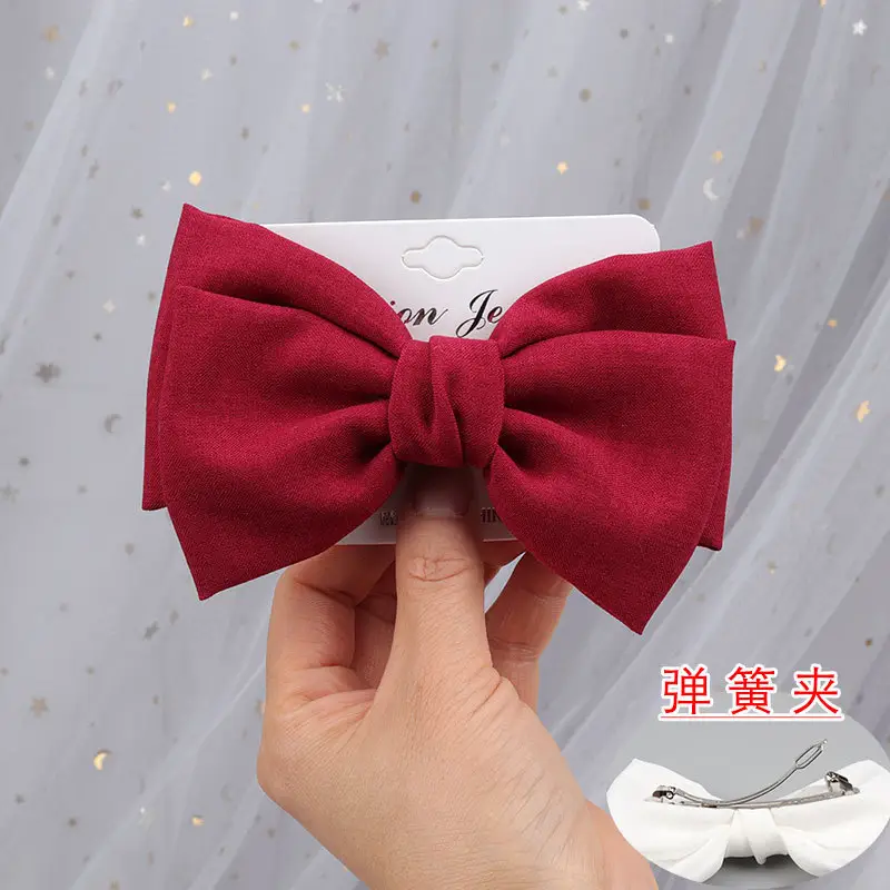 Japanese Korean Style Black Bow Hairpin with Spring Clip