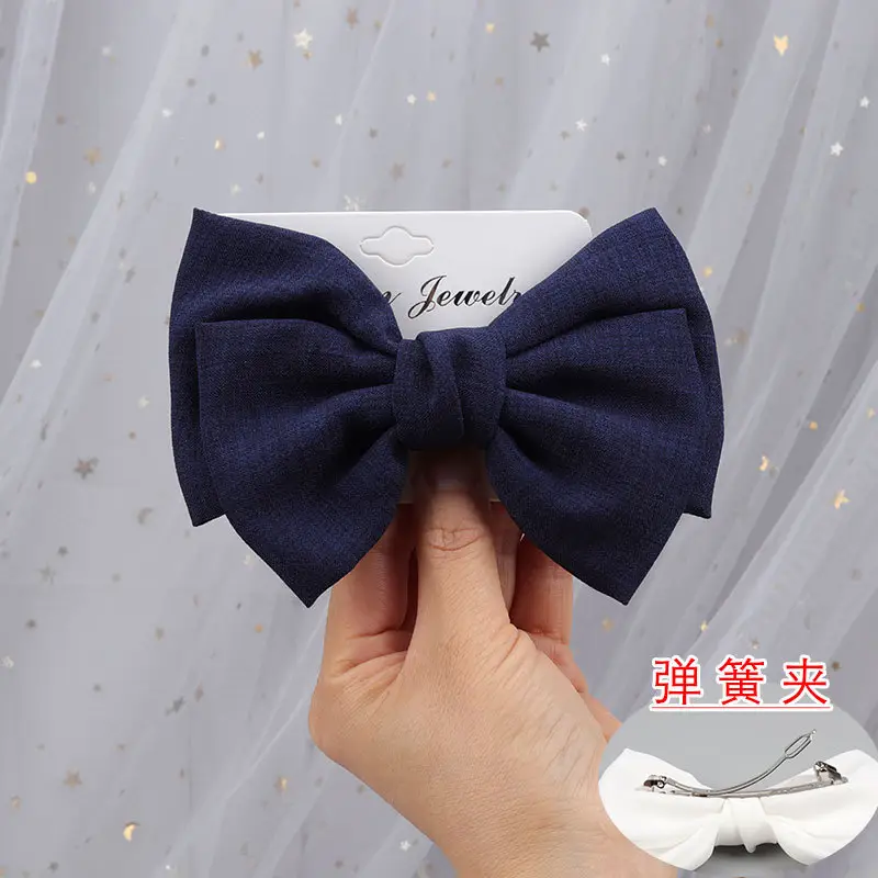 Japanese Korean Style Black Bow Hairpin with Spring Clip