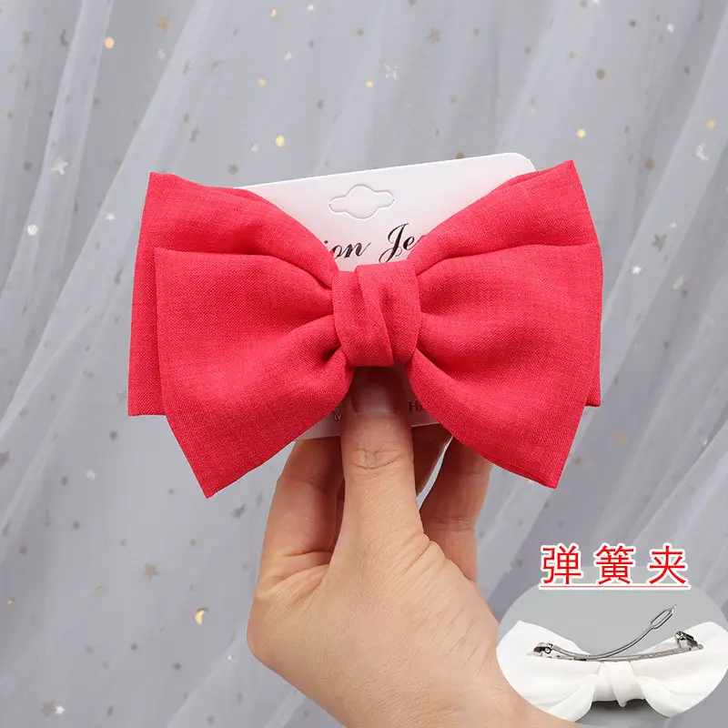 Japanese Korean Style Black Bow Hairpin with Spring Clip