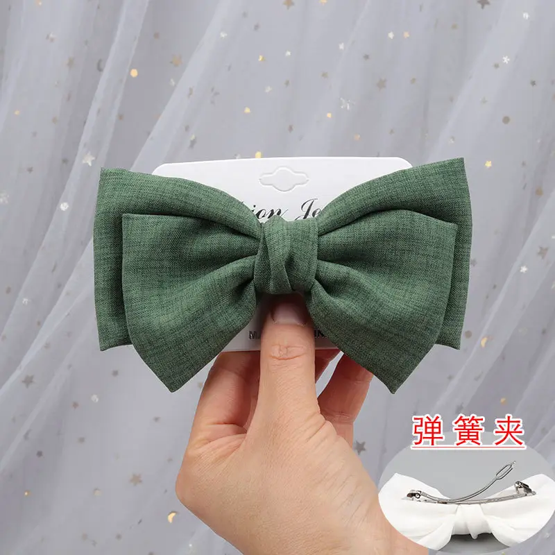 Japanese Korean Style Black Bow Hairpin with Spring Clip