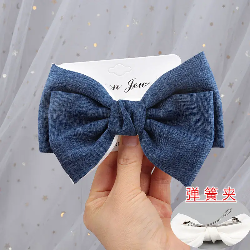 Japanese Korean Style Black Bow Hairpin with Spring Clip
