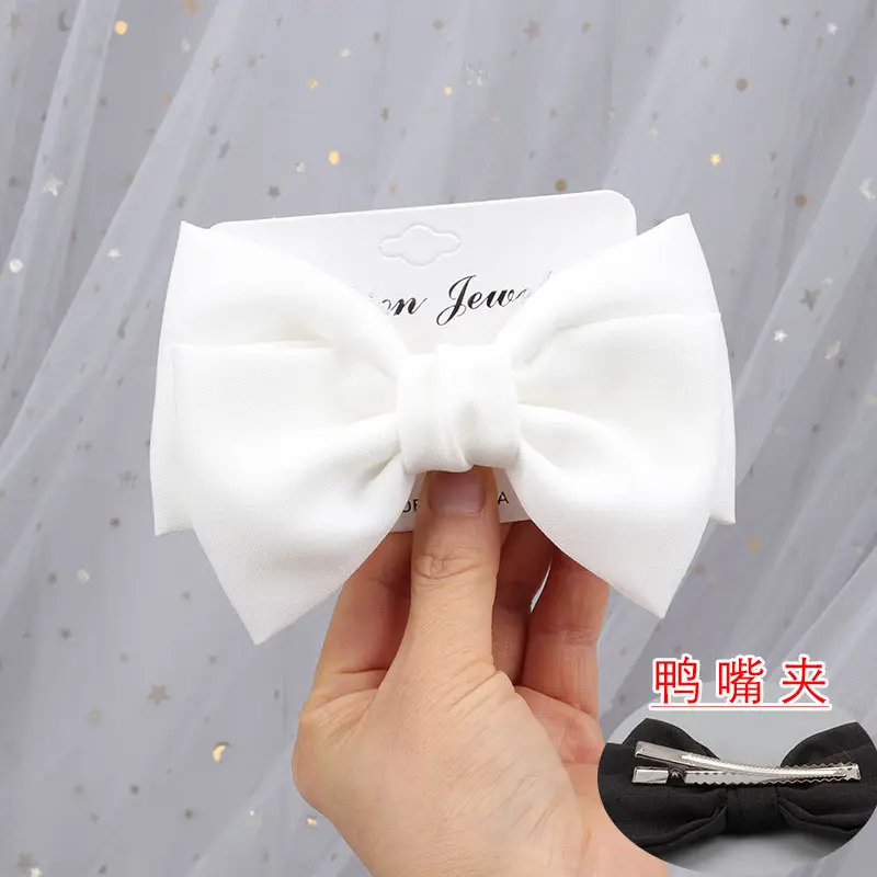 Japanese Korean Style Black Bow Hairpin with Spring Clip