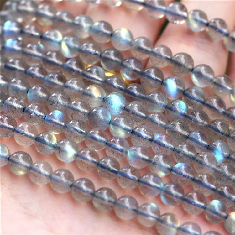 Natural Gray Moonstone Loose Beads Pull Feldspar Long Chain - Image 3