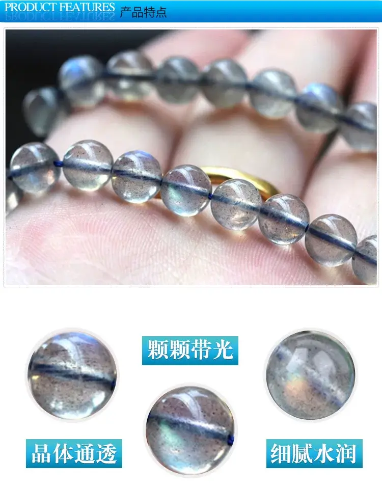 Natural Gray Moonstone Loose Beads Pull Feldspar Long Chain — feature 23