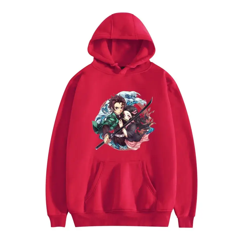 Men Women Hooded Sweatshirt Tankou Graphic Red - Image 5