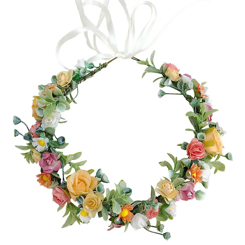Spring Rose Hairband Daisy Water Grass Headwear Party Gift Bridal Portrait Wreath - Image 6