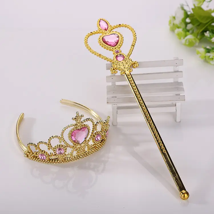 Golden Crown Magic Wand Set for Girls Party Wear