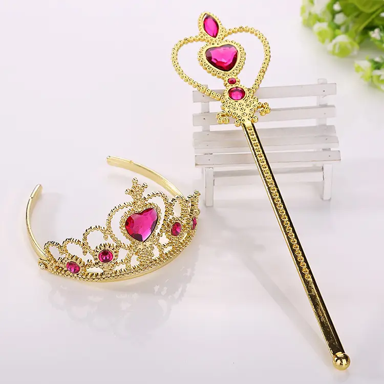 Golden Crown Magic Wand Set for Girls Party Wear