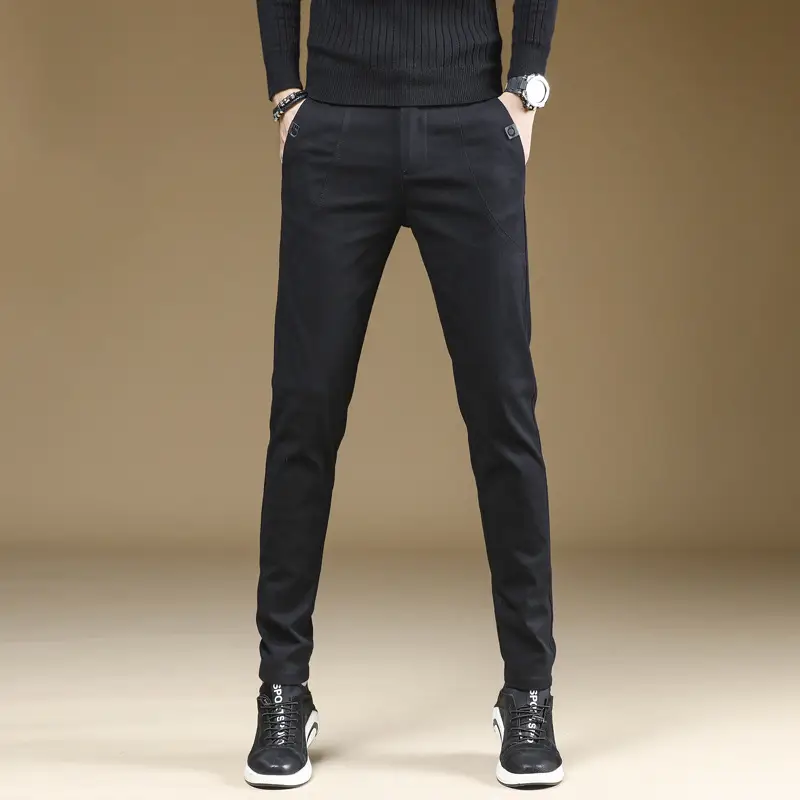 Men's Grey Slim Fit Stretch Pants Casual Wear - Image 6