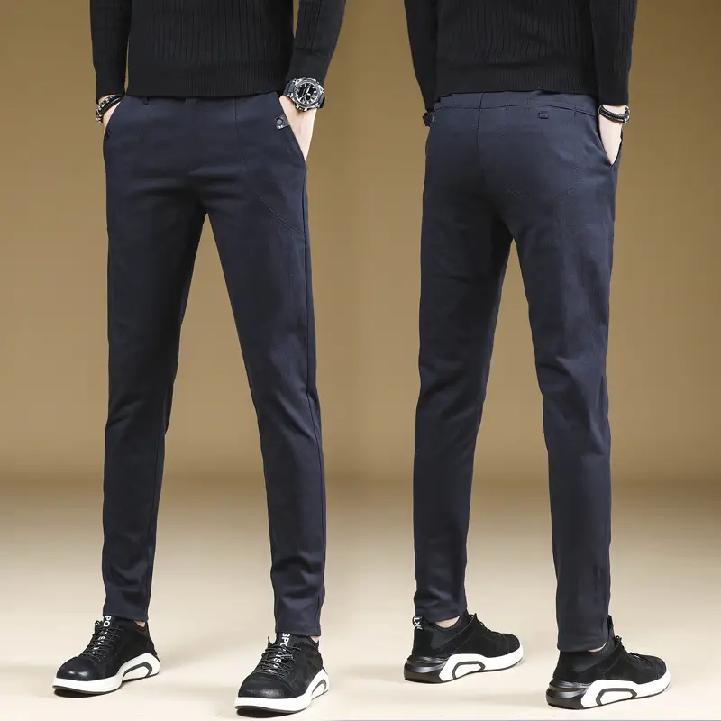 Men's Grey Slim Fit Stretch Pants Casual Wear - Image 7