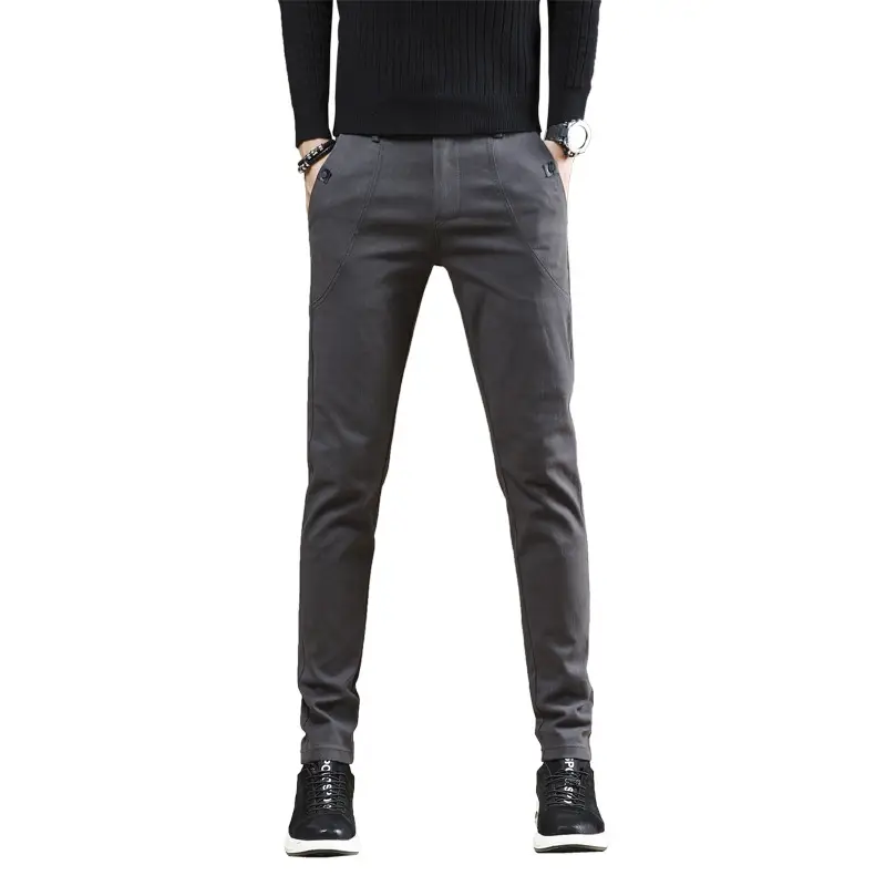 Men's Grey Slim Fit Stretch Pants Casual Wear - Image 8