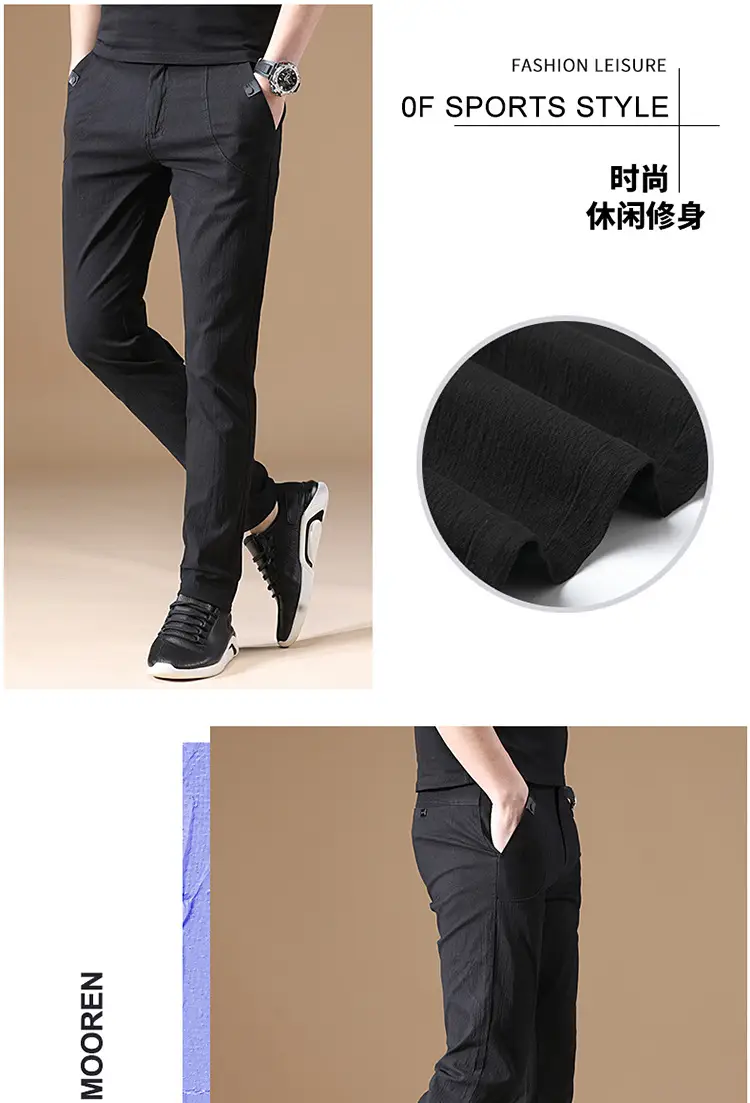 Men's Grey Slim Fit Stretch Pants Casual Wear — feature 11