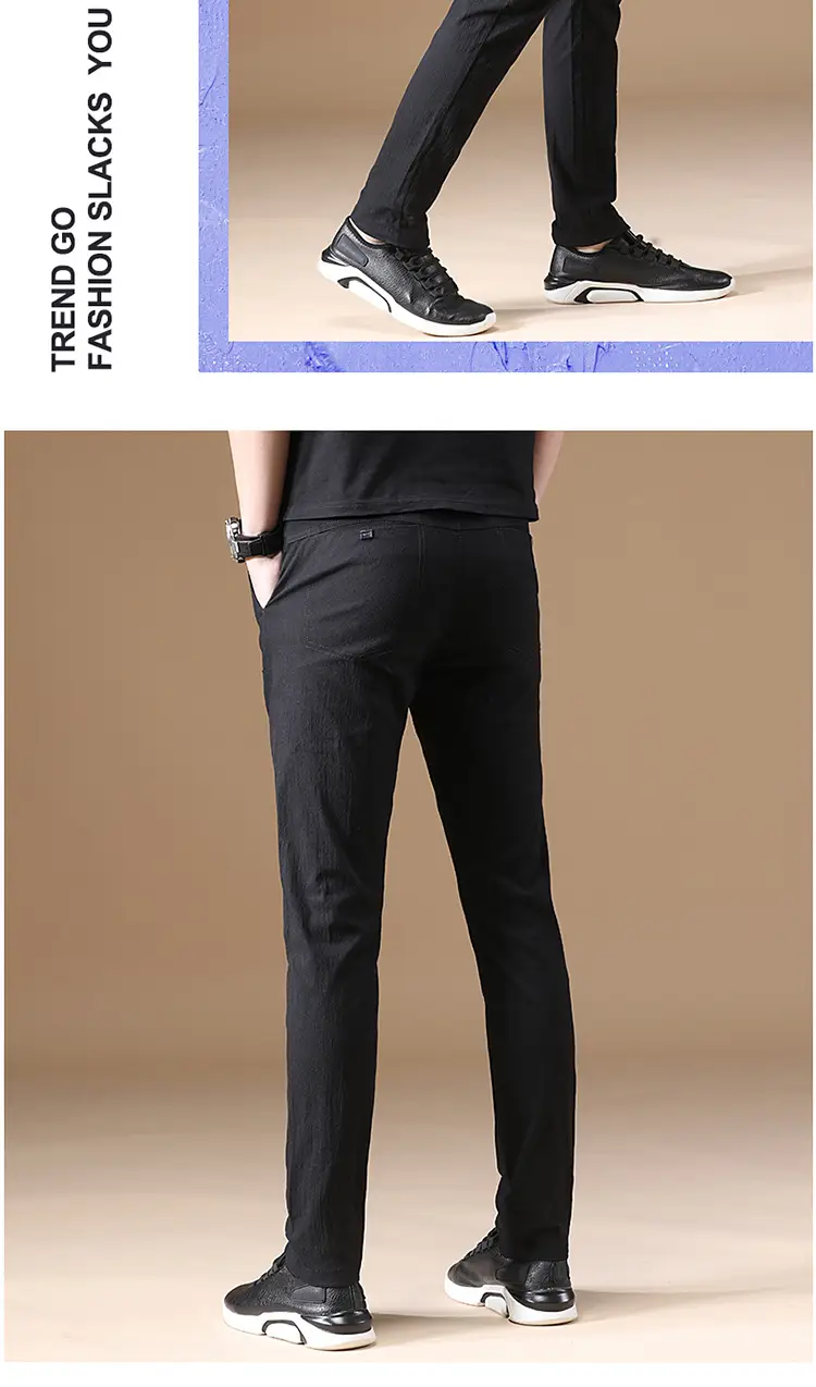 Men's Grey Slim Fit Stretch Pants Casual Wear — feature 12