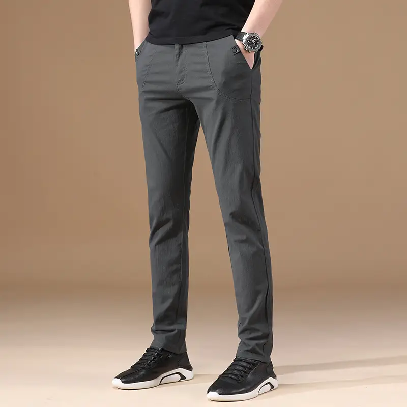 Men's Grey Slim Fit Stretch Pants Casual Wear - Image 2