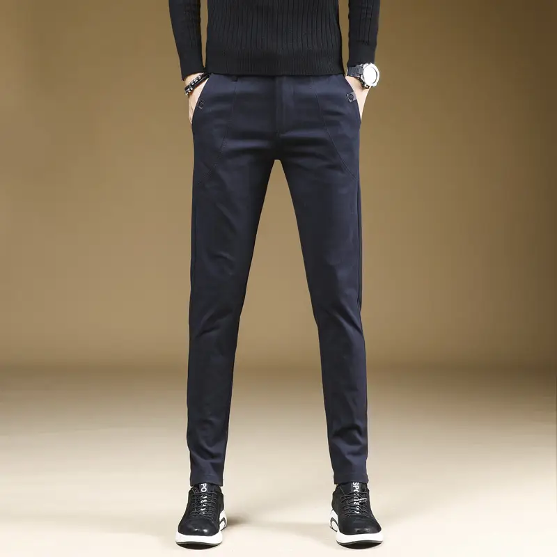 Men's Grey Slim Fit Stretch Pants Casual Wear - Image 3