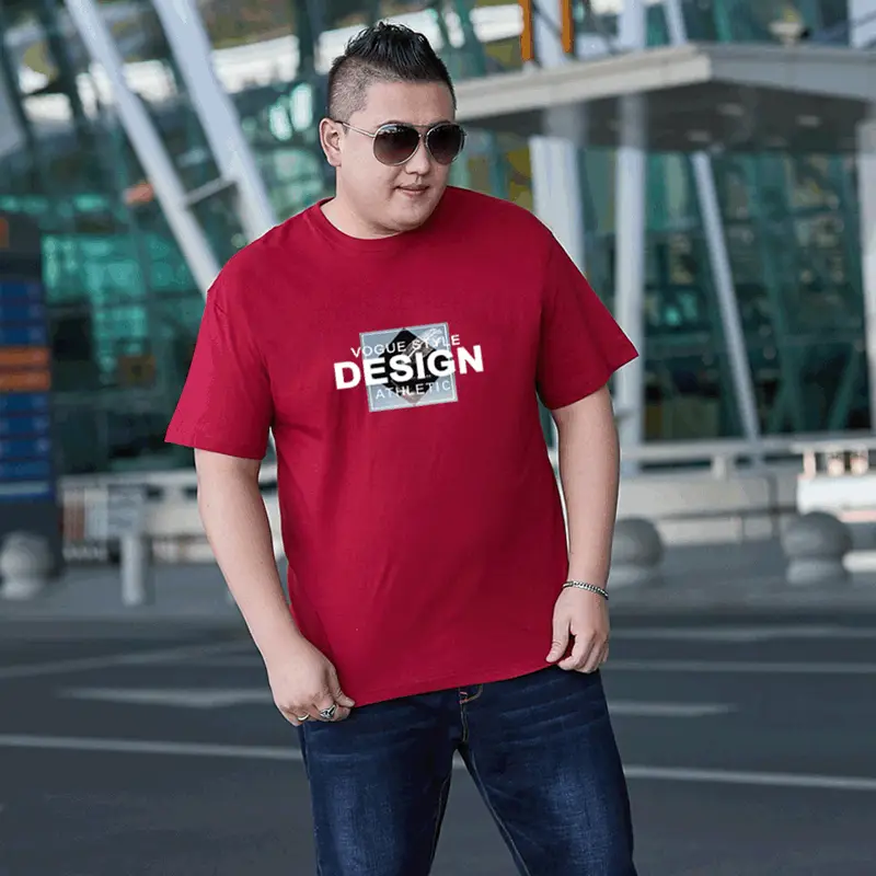 Men Blue Printed Fat Size T-Shirt Round Neck