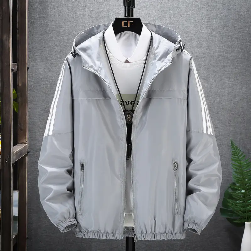 Men Black Hooded Sweatshirt with White Stripes - Image 2