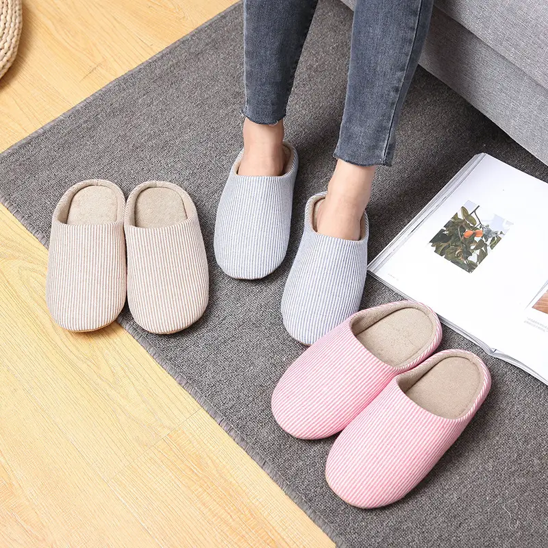 Japanese and Korean Cotton Slippers Soft-Soled Cloth-Soled Winter Warm Couple Home Indoor Silent Japanese-Style Wooden Floor Slippers