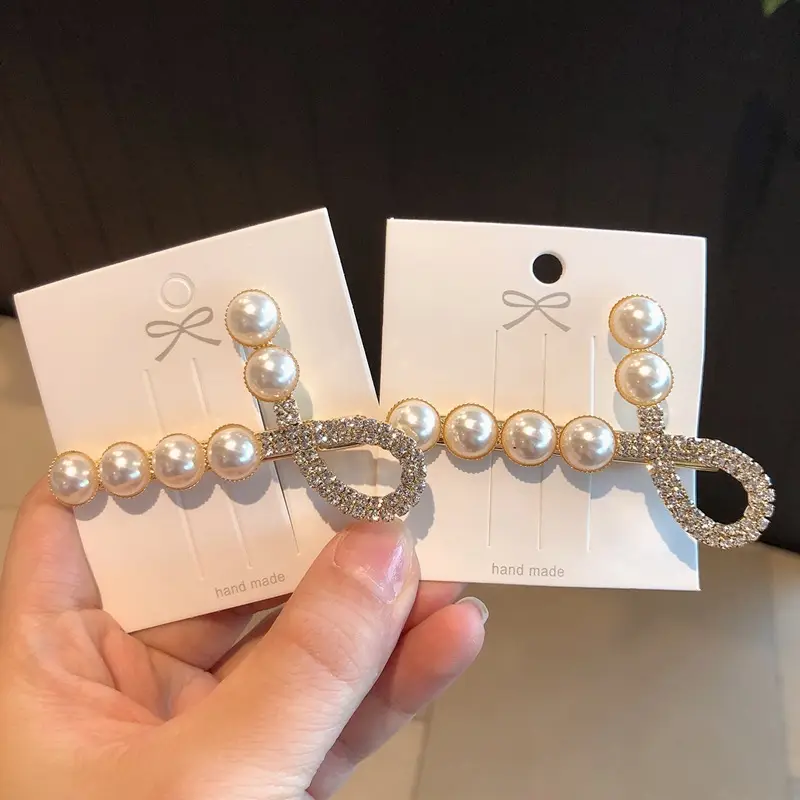 Sweet Pearl Hairpin with Flash Diamond Duckbill Clip - Image 3