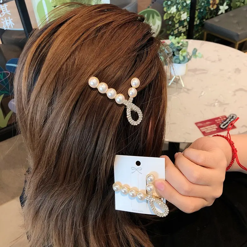 Sweet Pearl Hairpin with Flash Diamond Duckbill Clip - Image 4
