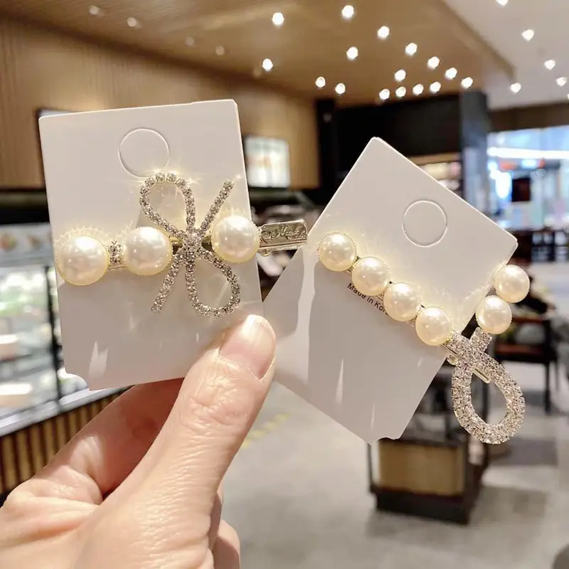 Sweet Pearl Hairpin with Flash Diamond Duckbill Clip - Image 5