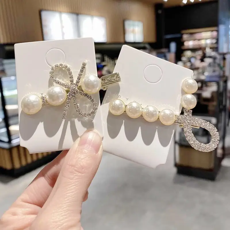 Sweet Pearl Hairpin with Flash Diamond Duckbill Clip - Image 6