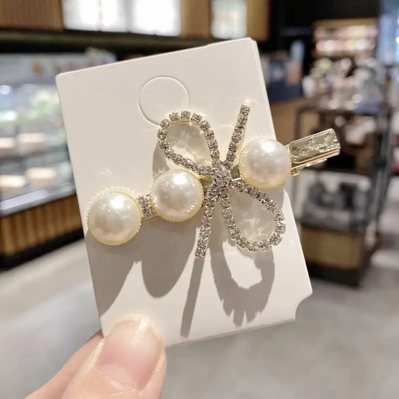 Sweet Pearl Hairpin with Flash Diamond Duckbill Clip - Image 2
