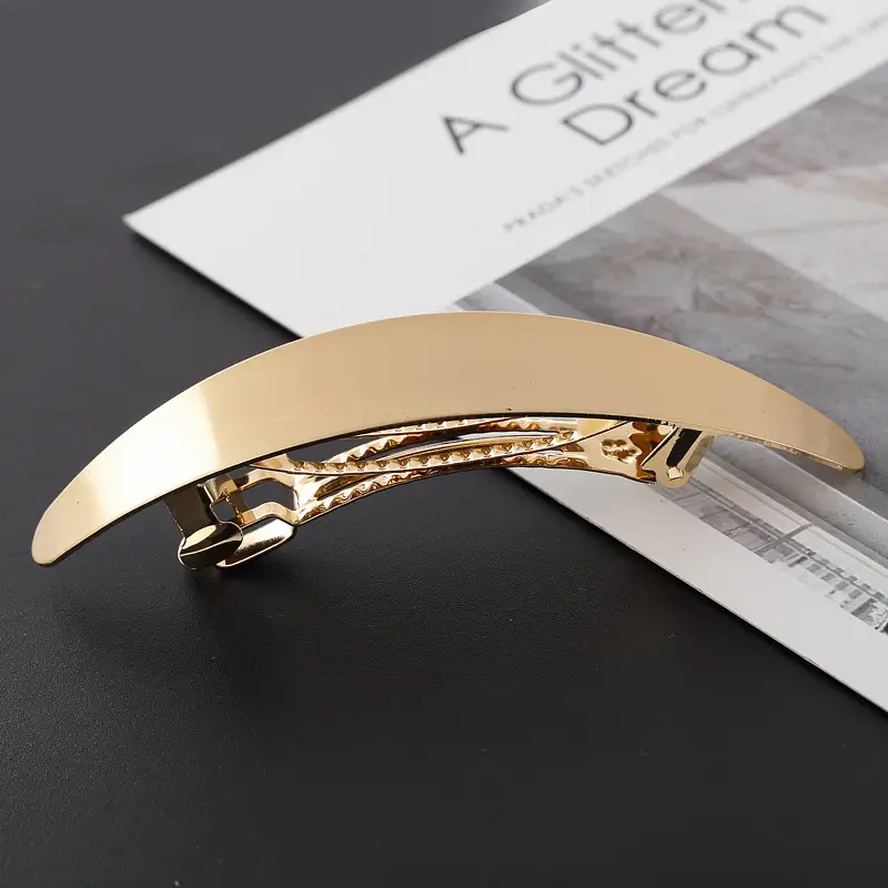 Gold Smooth Oval Hair Clip for Women - Image 5