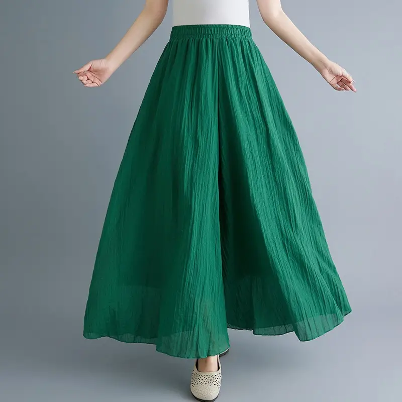 Mori Women's Blue Linen Wide Leg Pants Skirt Large - Image 19