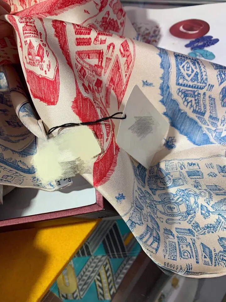 New Spring Silk Scarf for Women Red Blue Pattern - Image 3