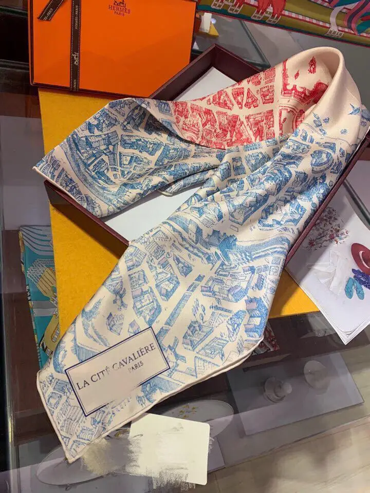 New Spring Silk Scarf for Women Red Blue Pattern — feature 12