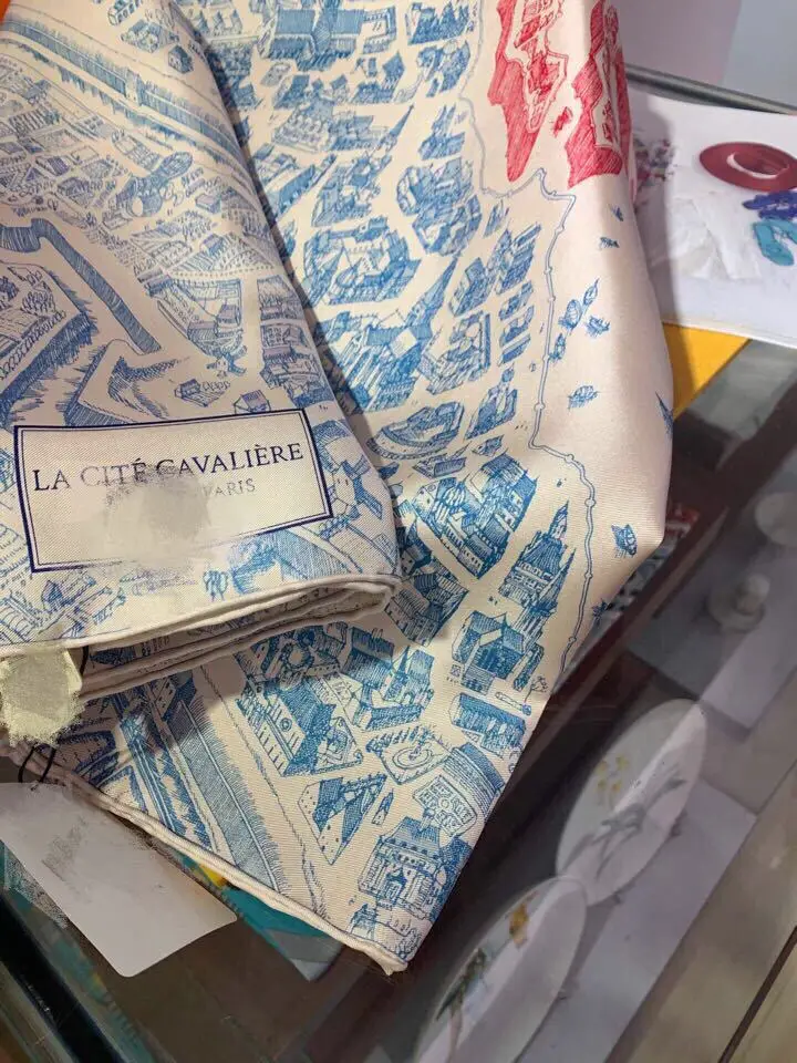 New Spring Silk Scarf for Women Red Blue Pattern — feature 8