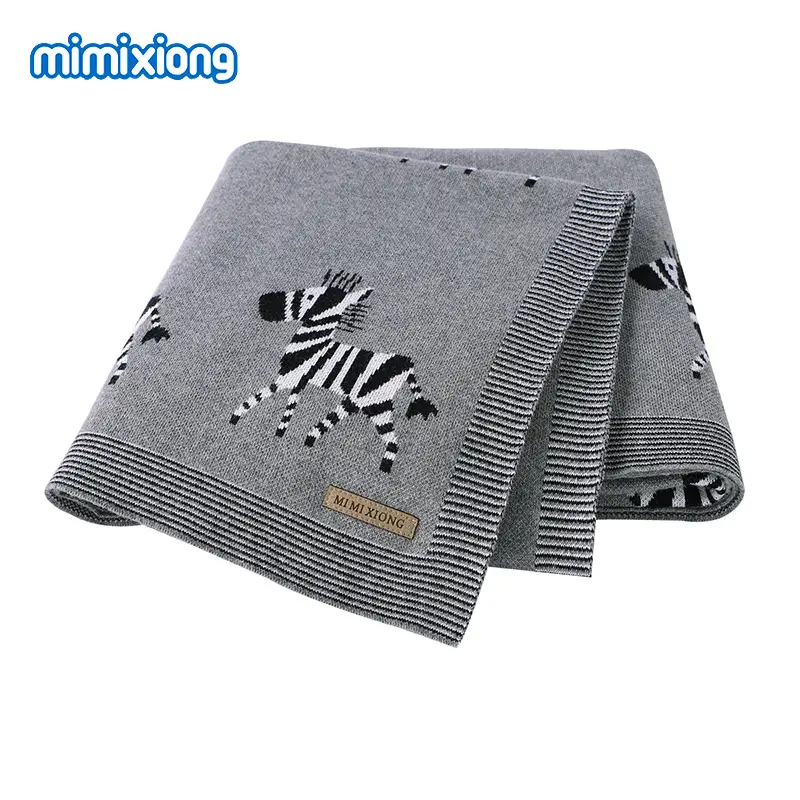 Baby Blanket Cartoon Jacquard Beige Zebra Print - Image 9