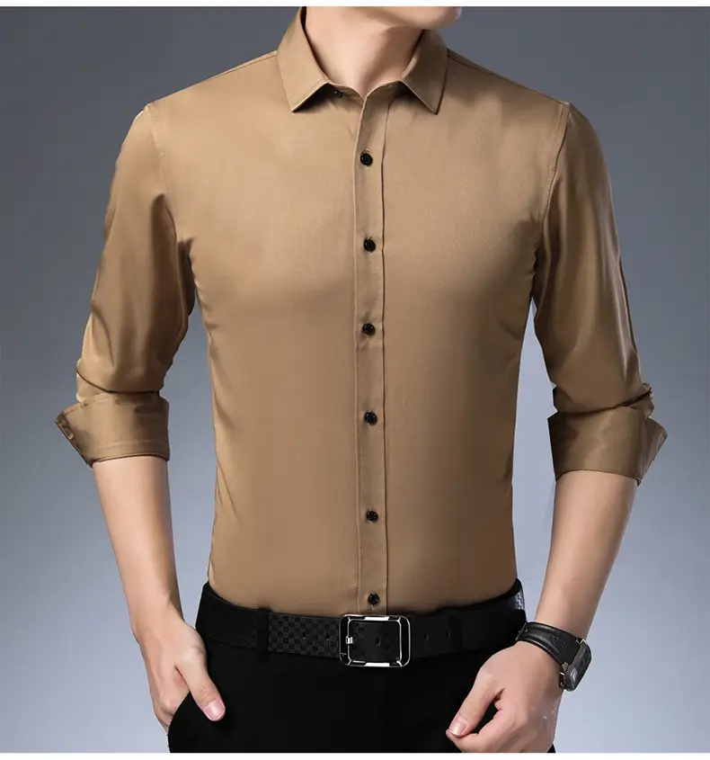 Four-Way Stretch Men's Maroon Shirt Large — feature 18