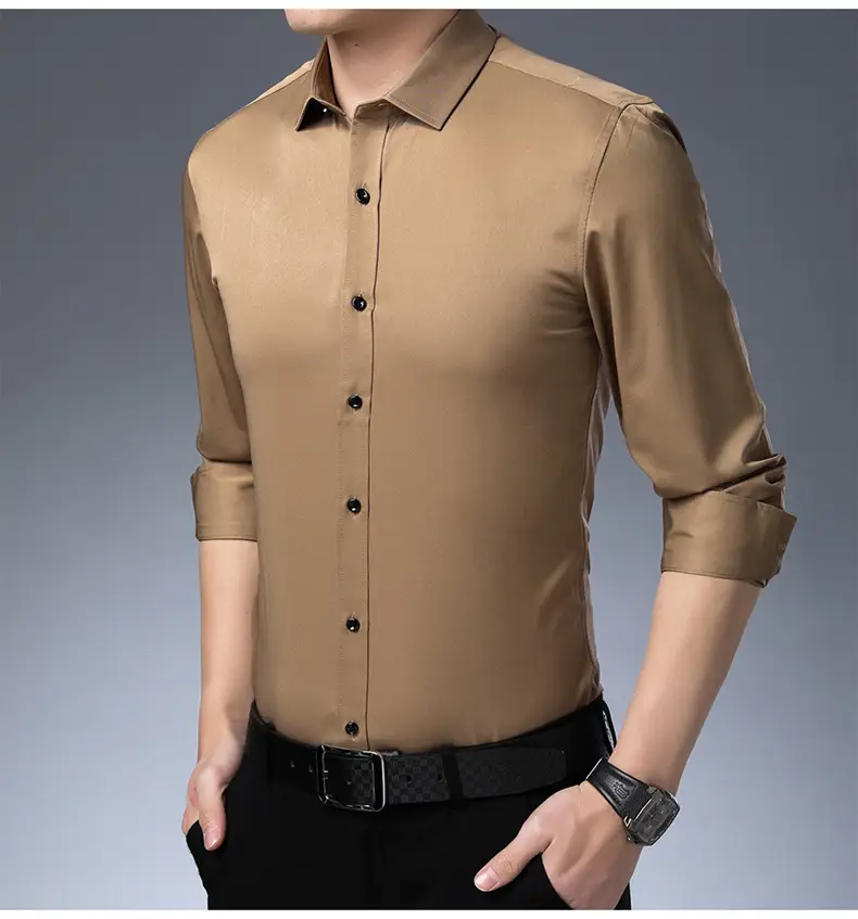 Four-Way Stretch Men's Maroon Shirt Large — feature 19