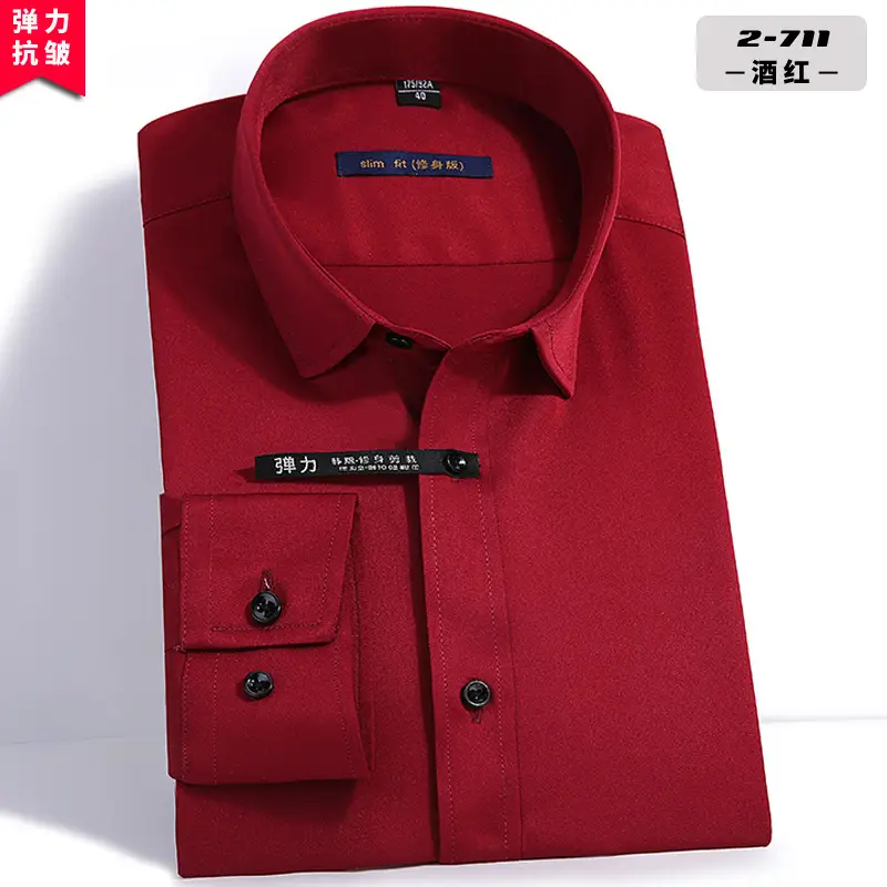 Four-Way Stretch Men's Maroon Shirt Large - Image 5