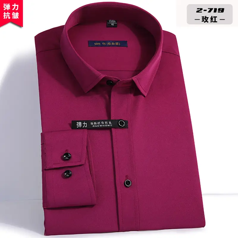 Four-Way Stretch Men's Maroon Shirt Large - Image 6