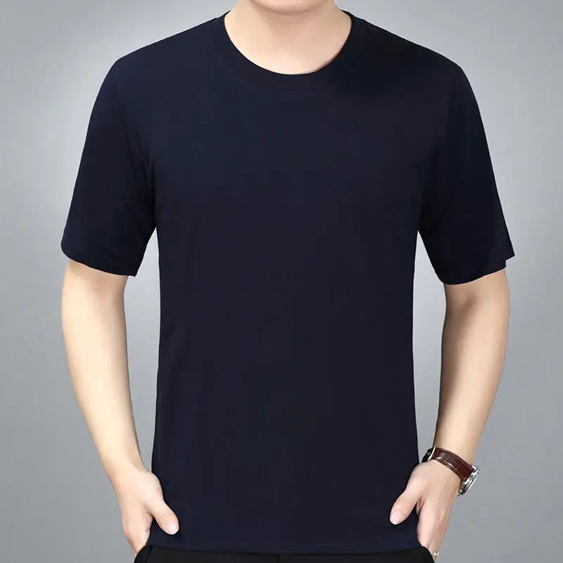 Men Navy T-Shirt Vest Short Sleeve Summer Wear - Image 3