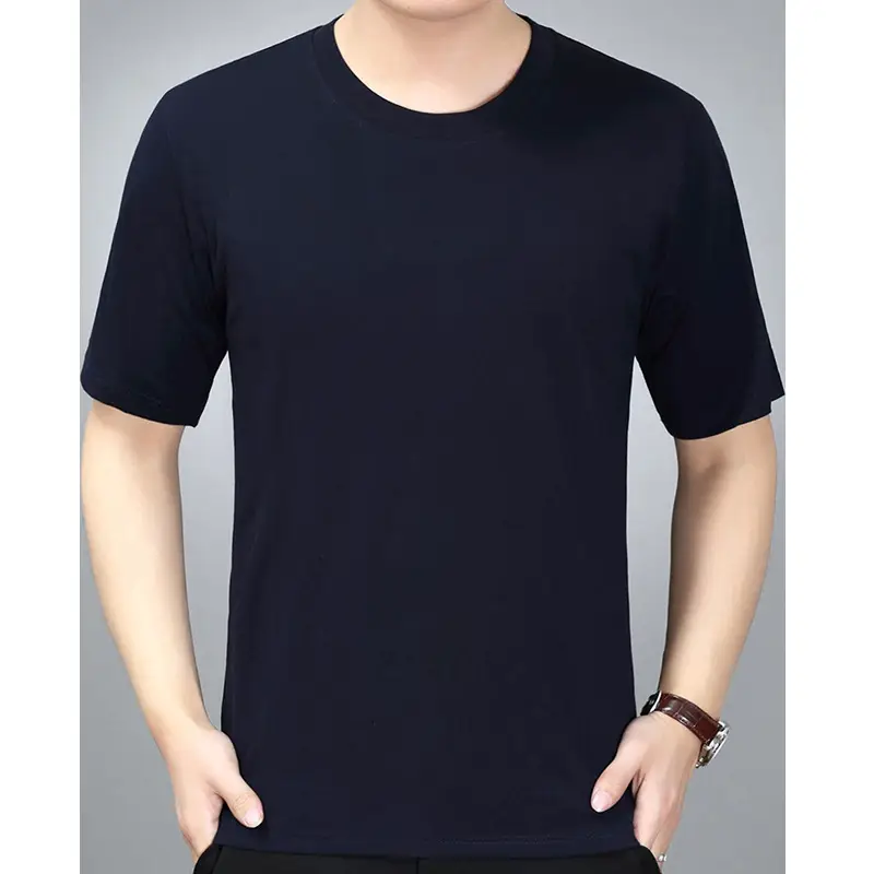 Men Navy T-Shirt Vest Short Sleeve Summer Wear - Image 5