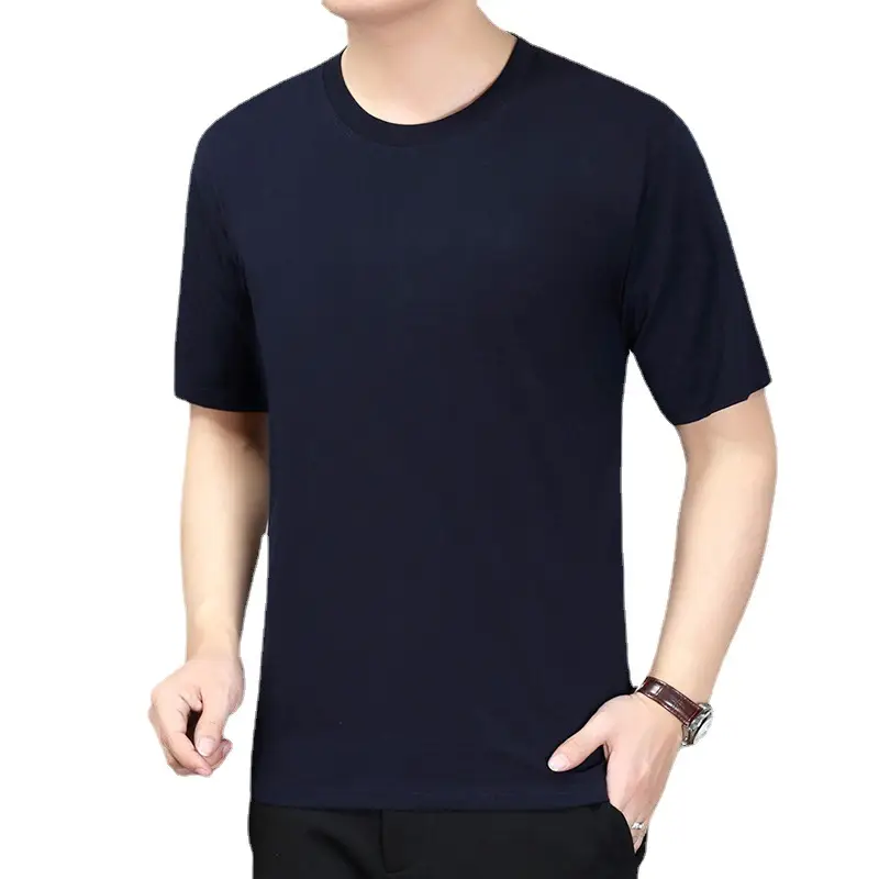Men Navy T-Shirt Vest Short Sleeve Summer Wear - Image 7