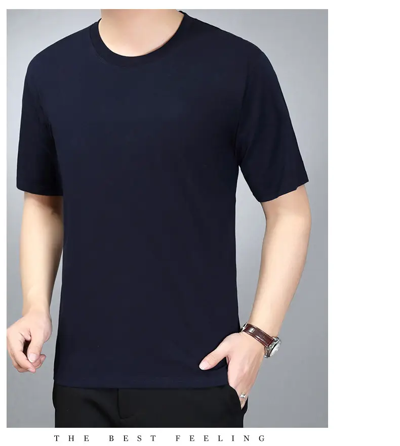 Men Navy T-Shirt Vest Short Sleeve Summer Wear — feature 13