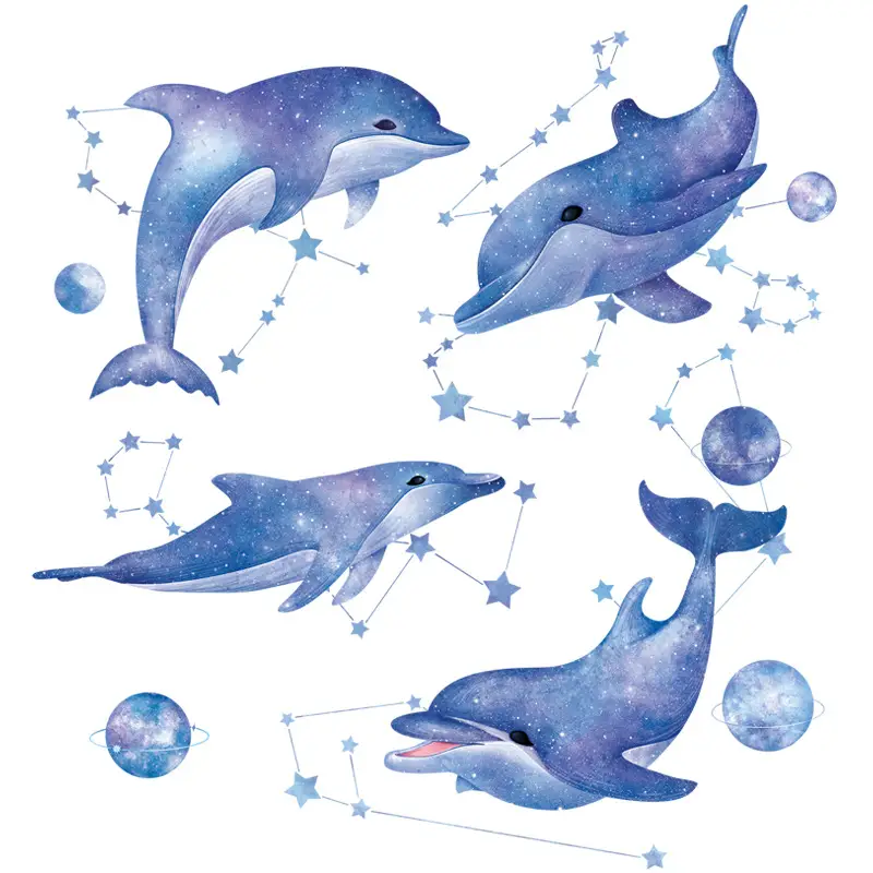 Blue Dolphin Wall Stickers for Kids Classroom Space Theme - Image 5