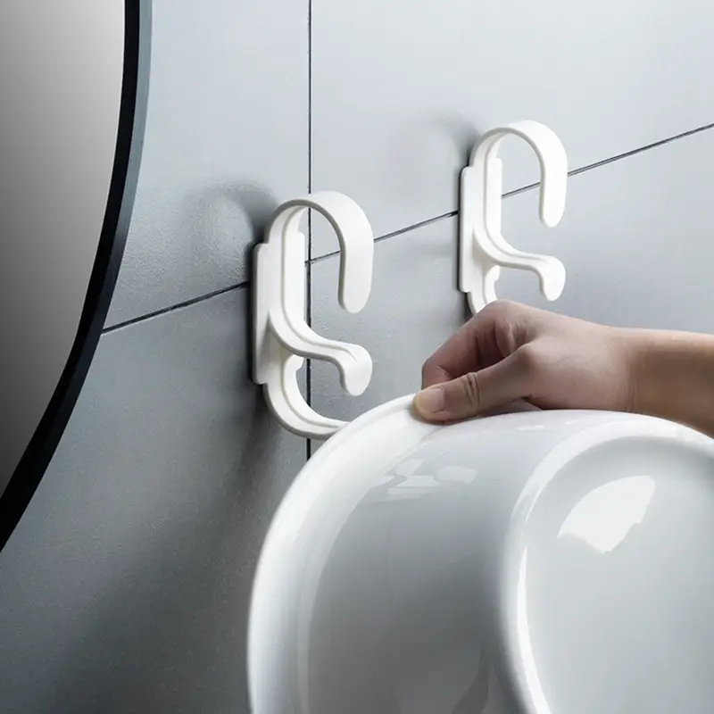 White Double-layer Washbasin Hook Wall Mount