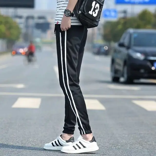 Men's Black Striped Ankle Pants Slim Fit 2020 - Image 3