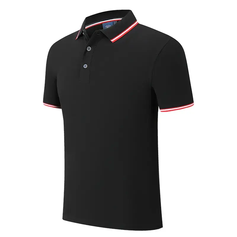 Men Red Cotton Polo Shirt with White Trim - Image 4