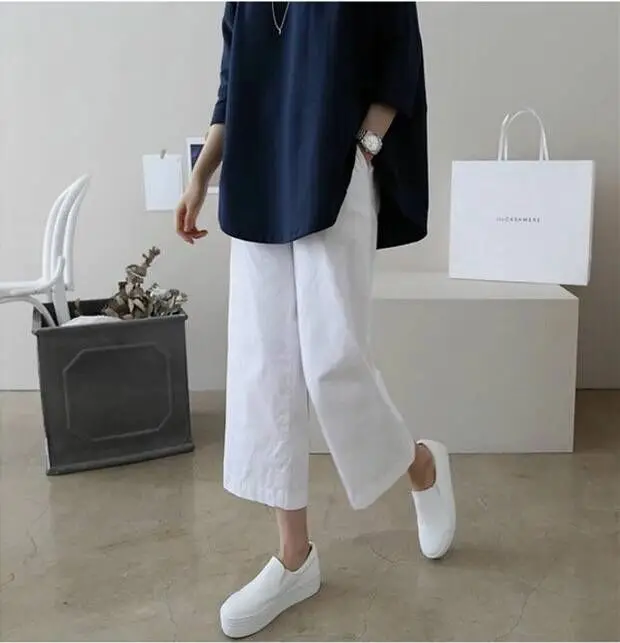 Women Linen Wide Leg Ankle Pants Summer Casual — feature 1