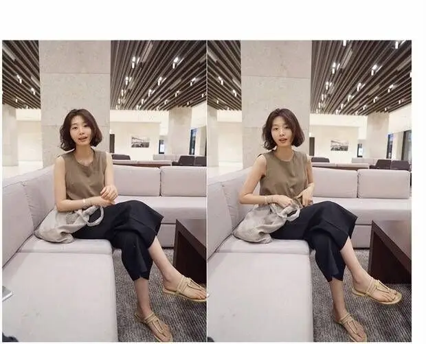 Women Linen Wide Leg Ankle Pants Summer Casual — feature 4